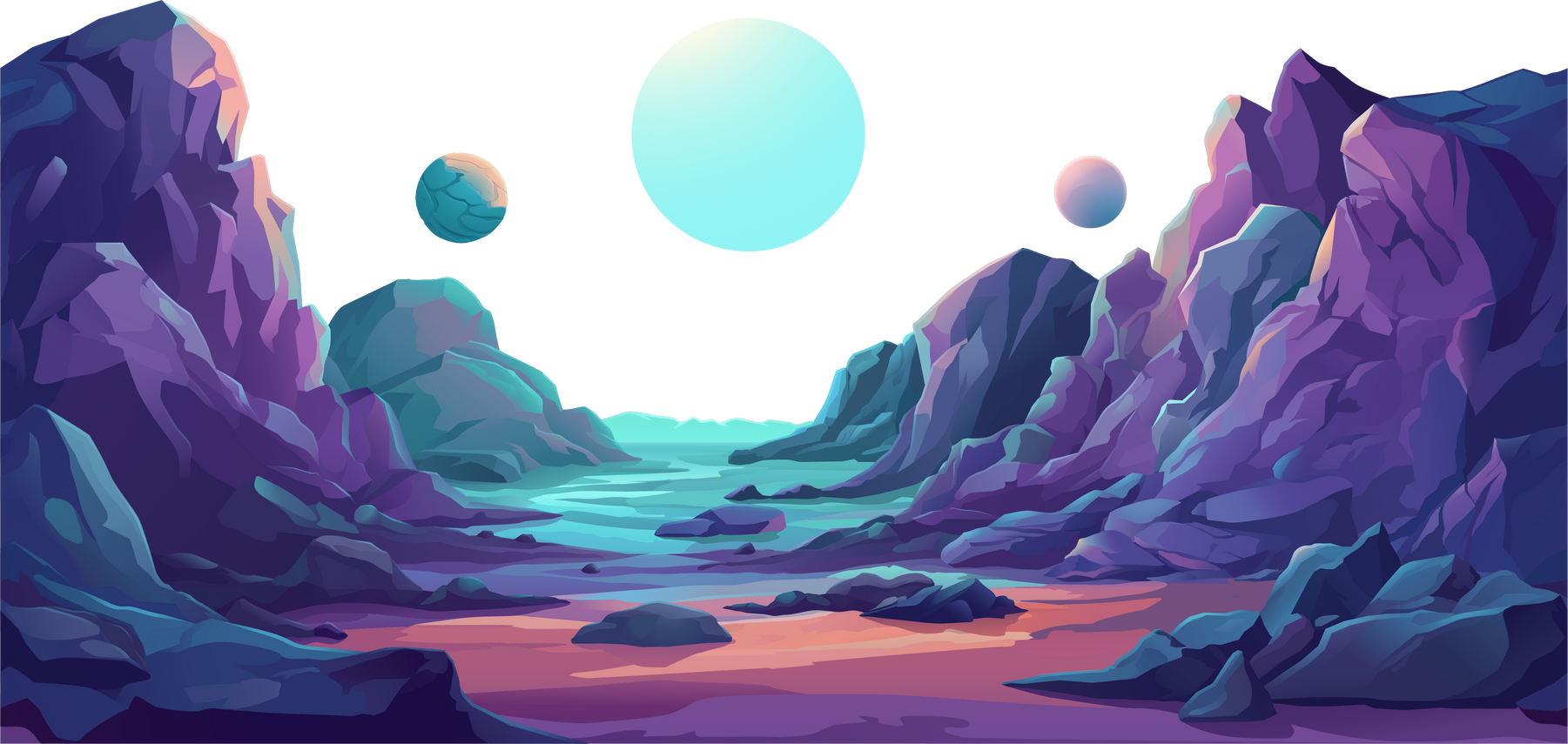 Alien Planet Outer Space Landscape Game Background